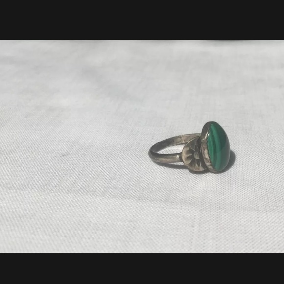Sterling silver and malachite ring - Picture 10 of 10